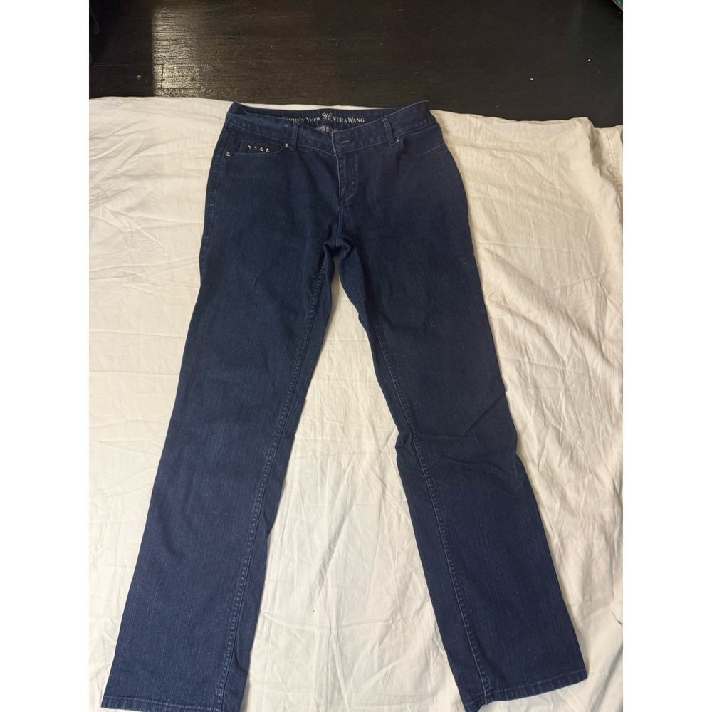 Simply Vera Vera Wang Womens Straight Leg Jeans Dark Wash Studded Pockets Size 8